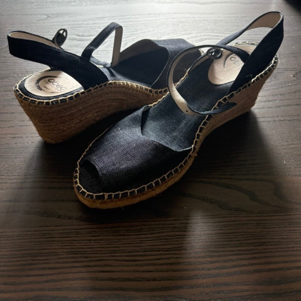 Abeo Bio System Dahlia Womens Size 8 Denim Blue Espadrille Wedge Sandals